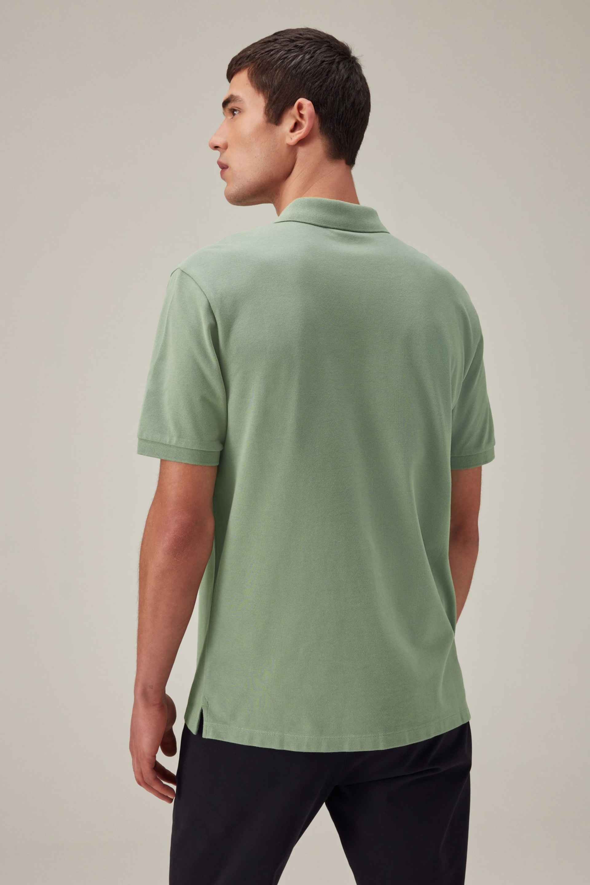 Green Regular Fit Pique Polo Shirt - Image 3 of 8
