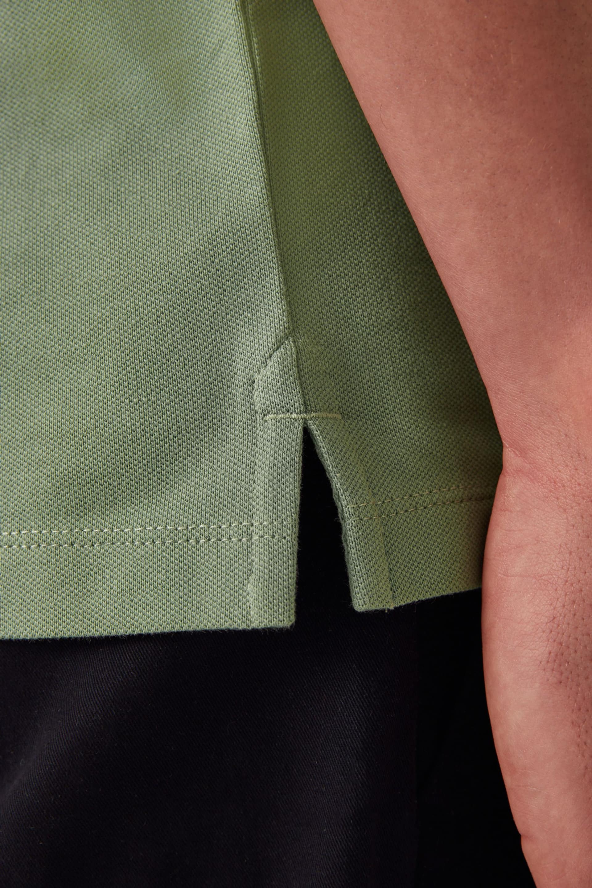 Green Regular Fit Short Sleeve Pique Polo Shirt - Image 5 of 8