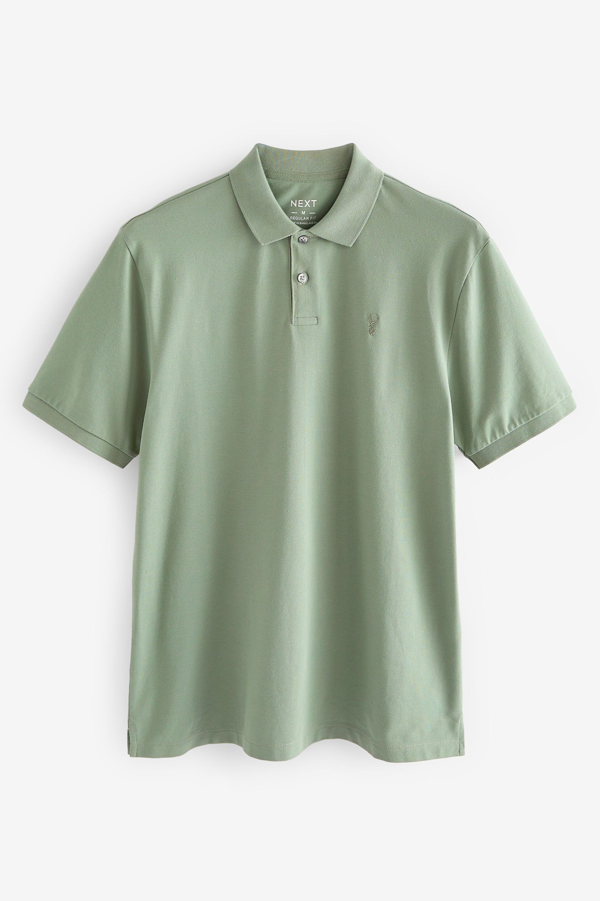 Green Regular Fit Short Sleeve Pique Polo Shirt - Image 6 of 8
