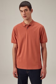 Orange Regular Fit Short Sleeve Pique Polo Shirt - Image 1 of 8