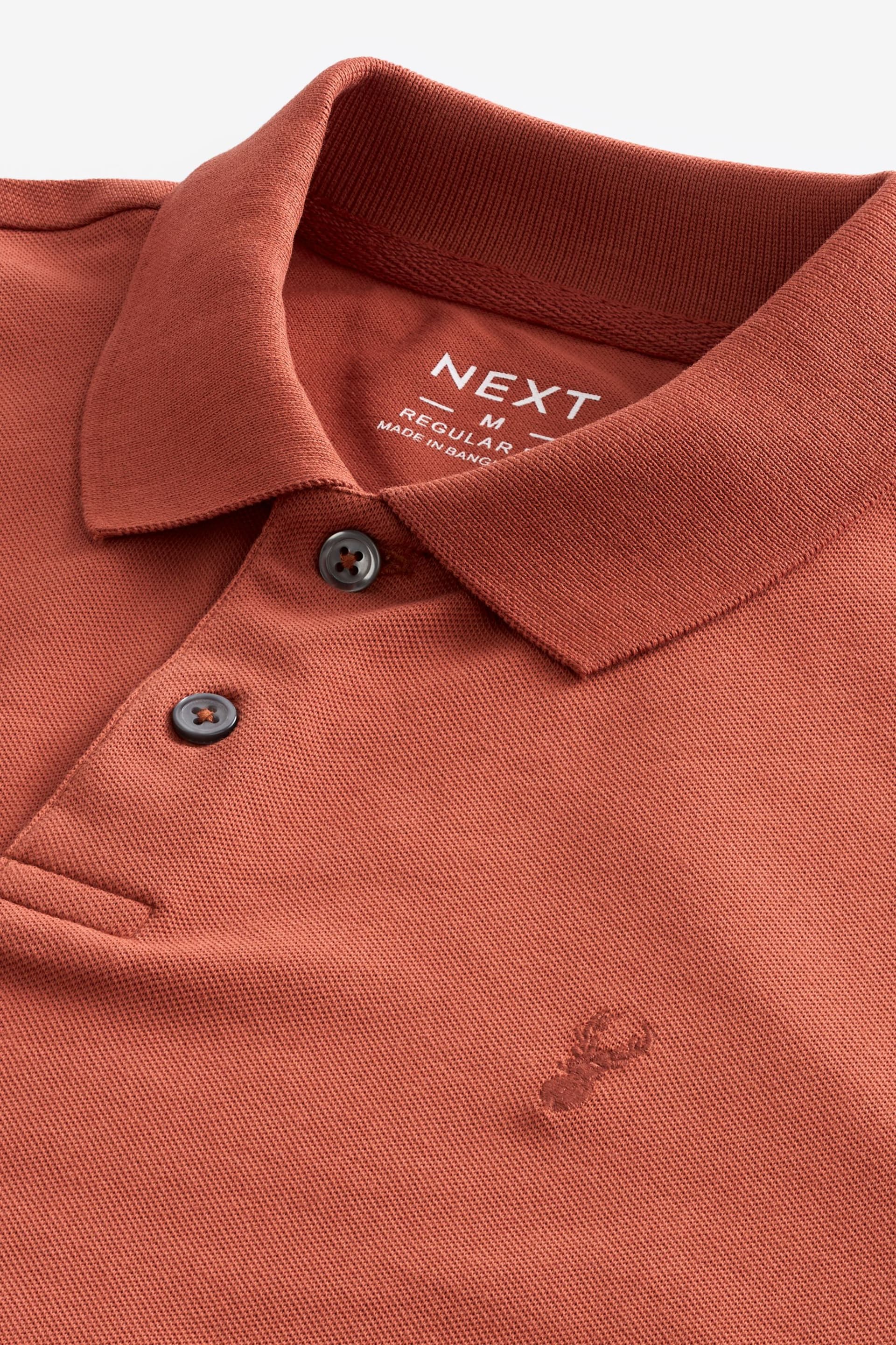 Orange Regular Fit Pique Polo Shirt - Image 7 of 8