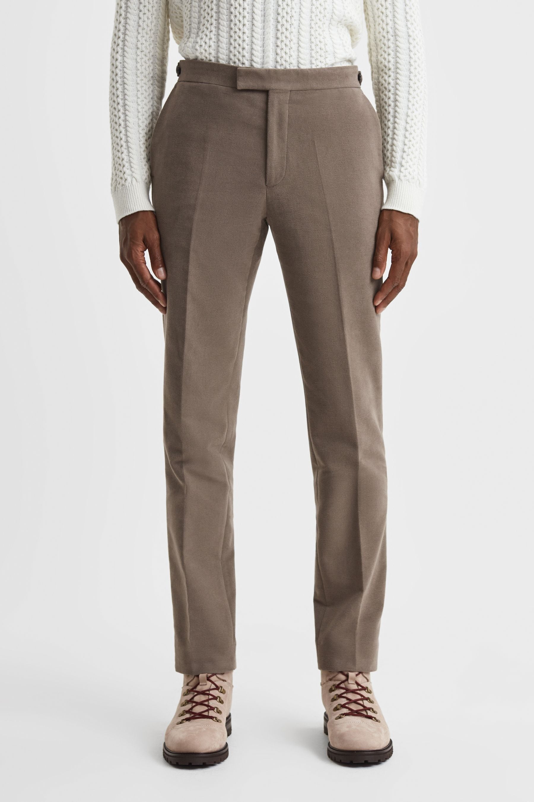 Reiss Mushroom Wall Slim Fit Moleskin Adjuster Trousers