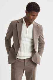 Reiss Mushroom Wall Slim Fit Single Breasted Moleskin Blazer - Image 3 of 8