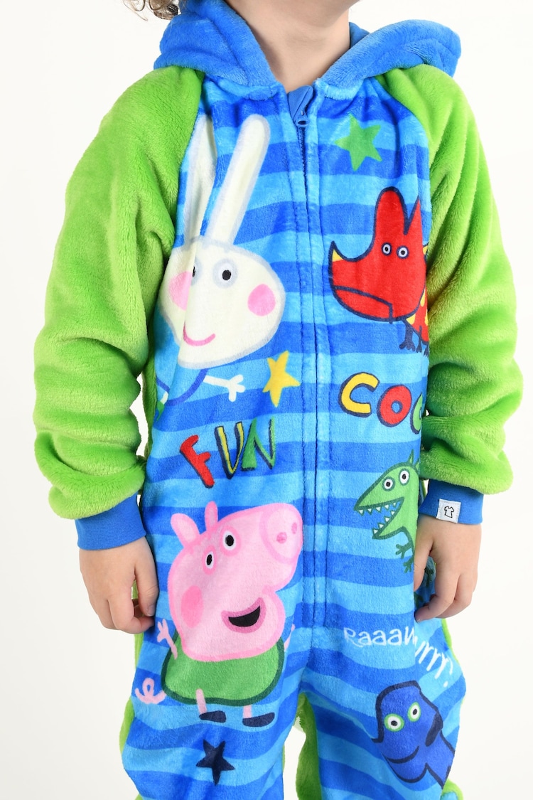 Brand Threads Blue George Pig Boys Fleece Onesie - Image 1 of 3