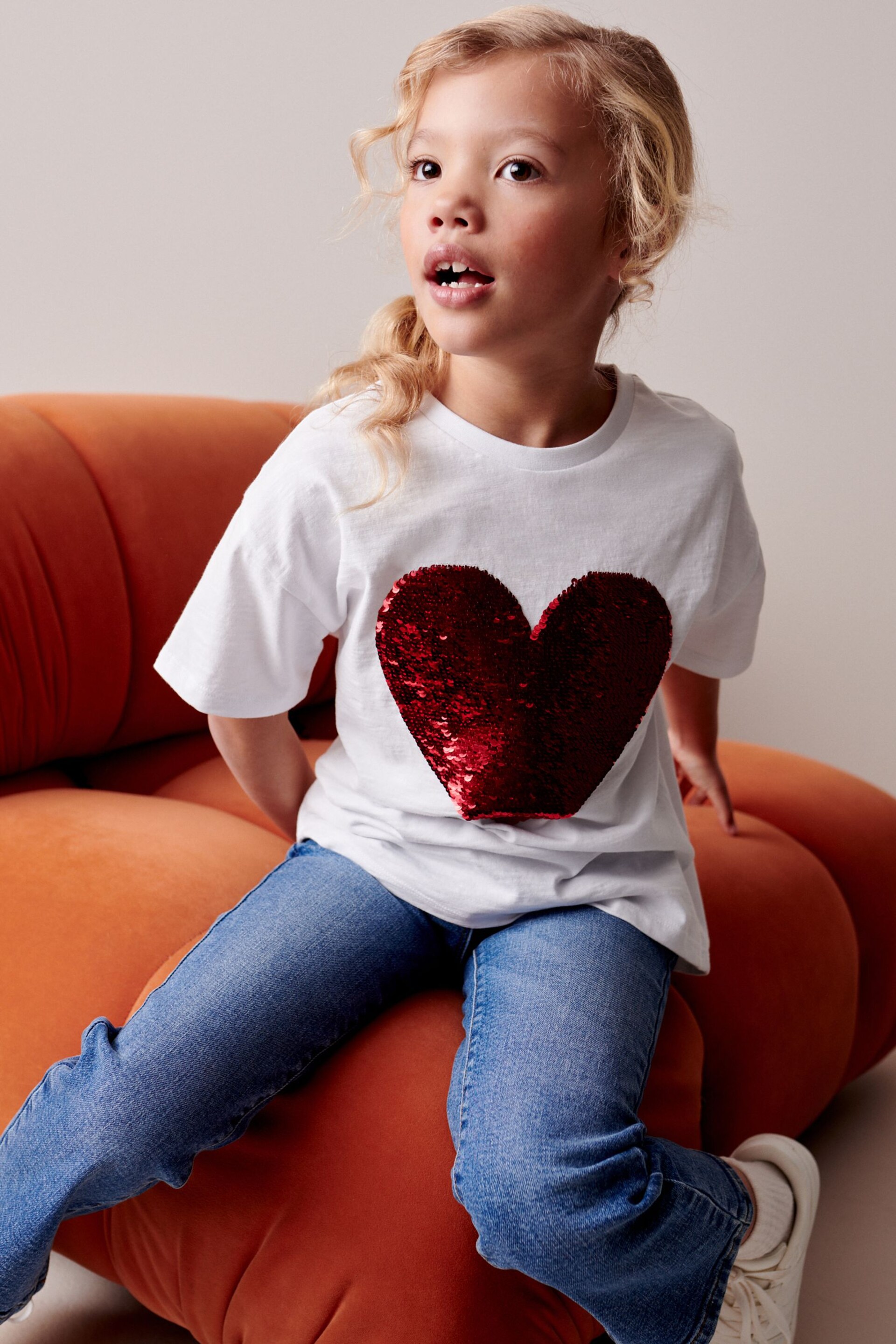 Red Heart Sequin T-Shirt (3-16yrs) - Image 1 of 7