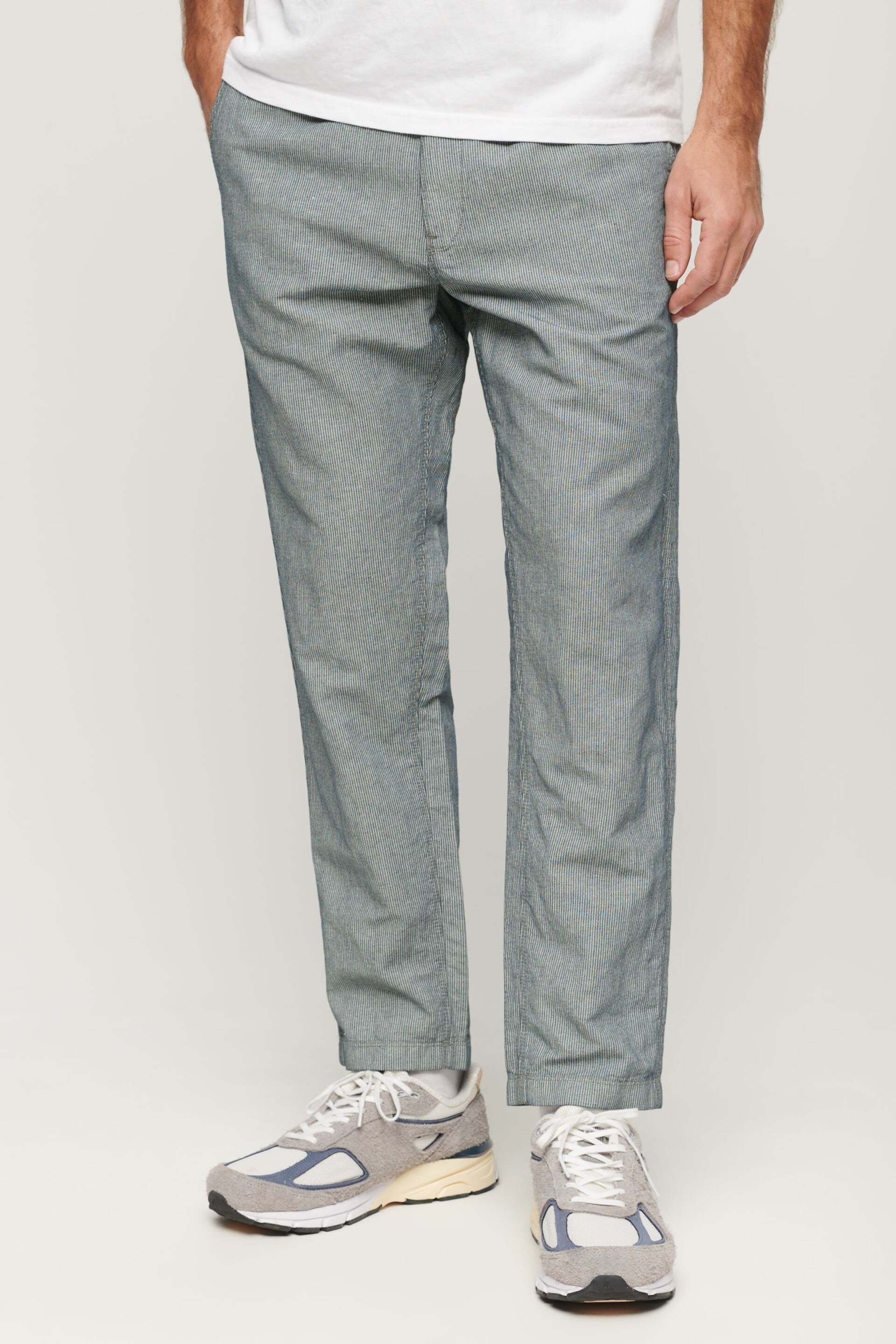 Superdry Grey Drawstring Linen Trousers - Image 1 of 5