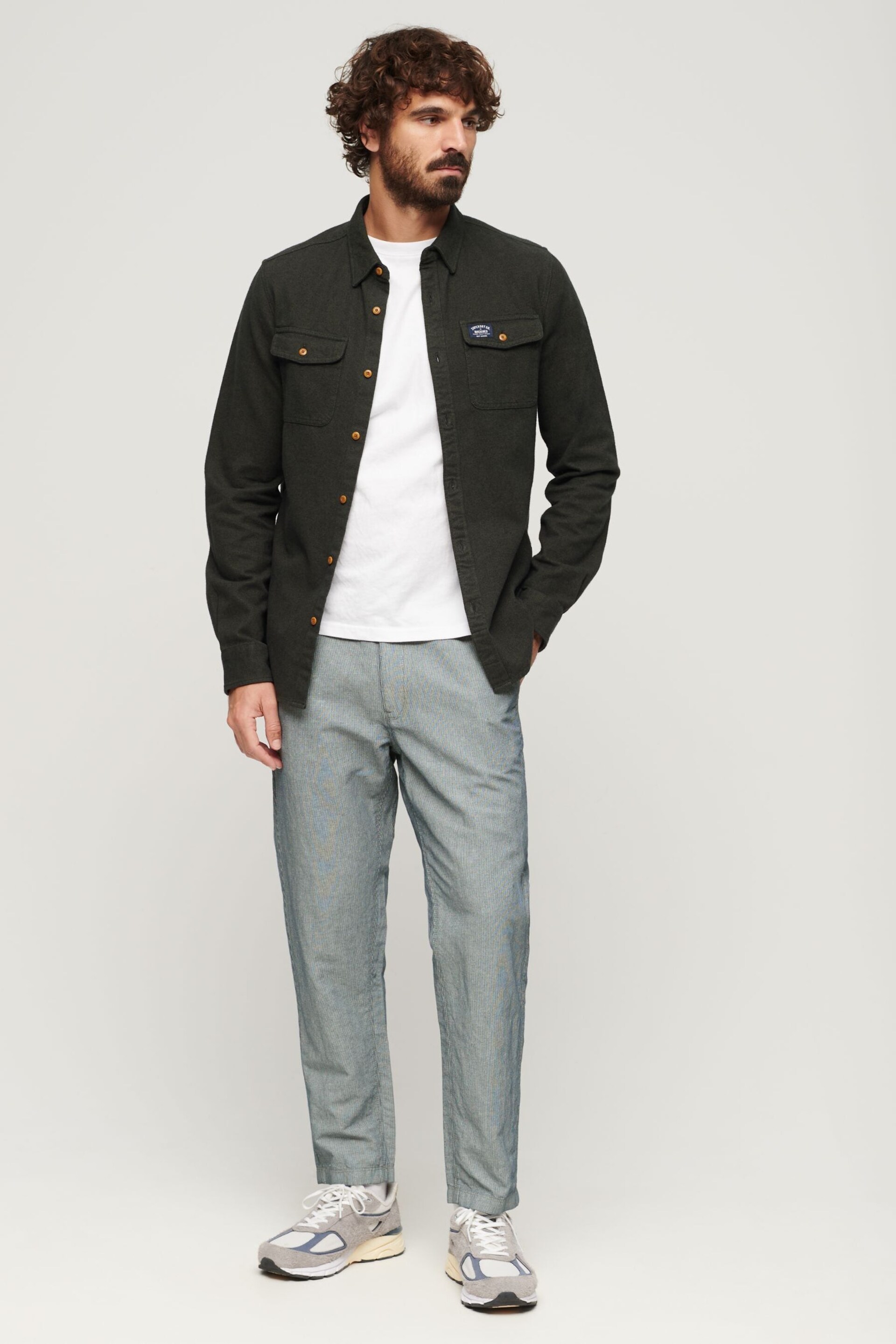 Superdry Grey Drawstring Linen Trousers - Image 3 of 5