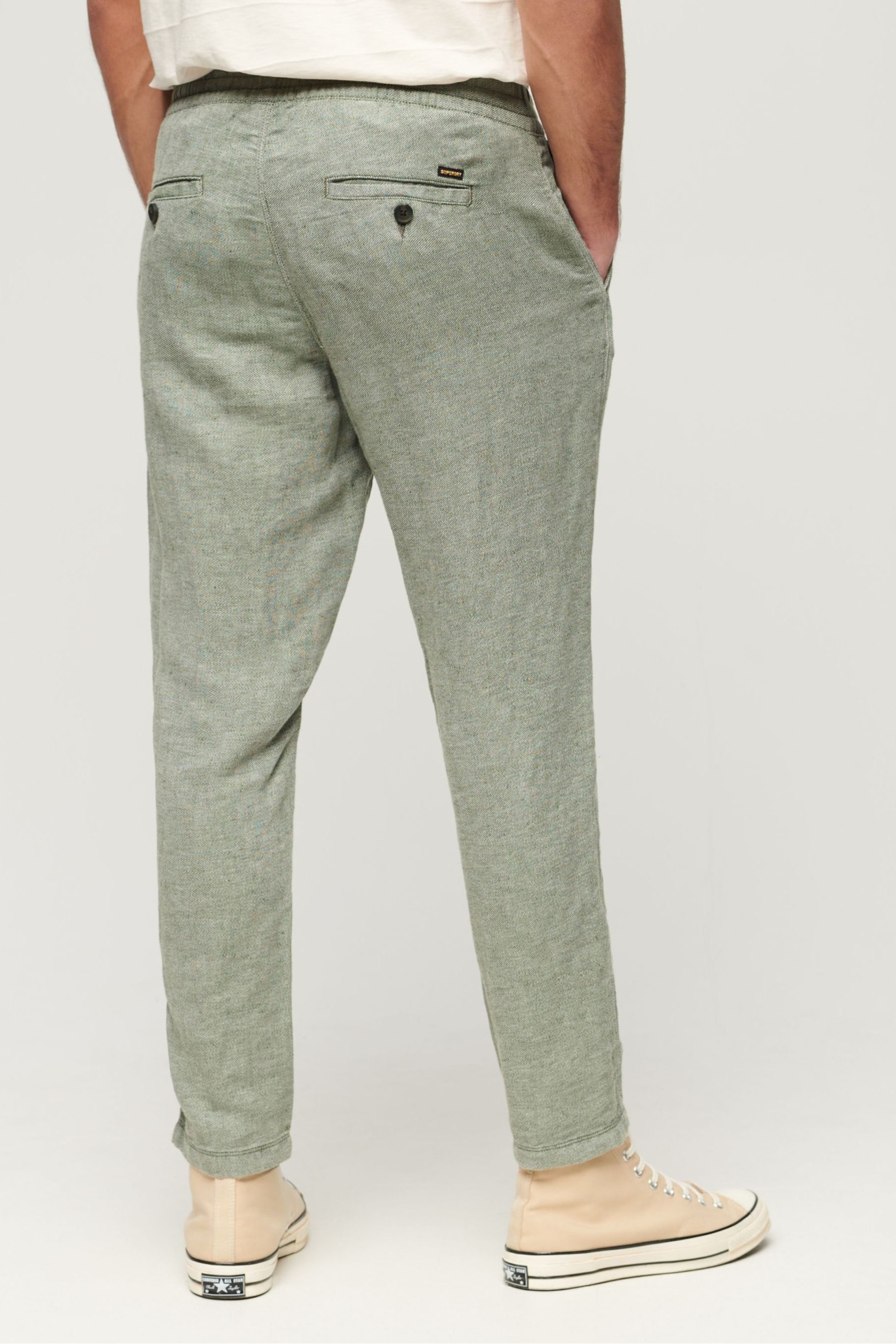 Superdry Green Drawstring Linen Trousers - Image 2 of 5