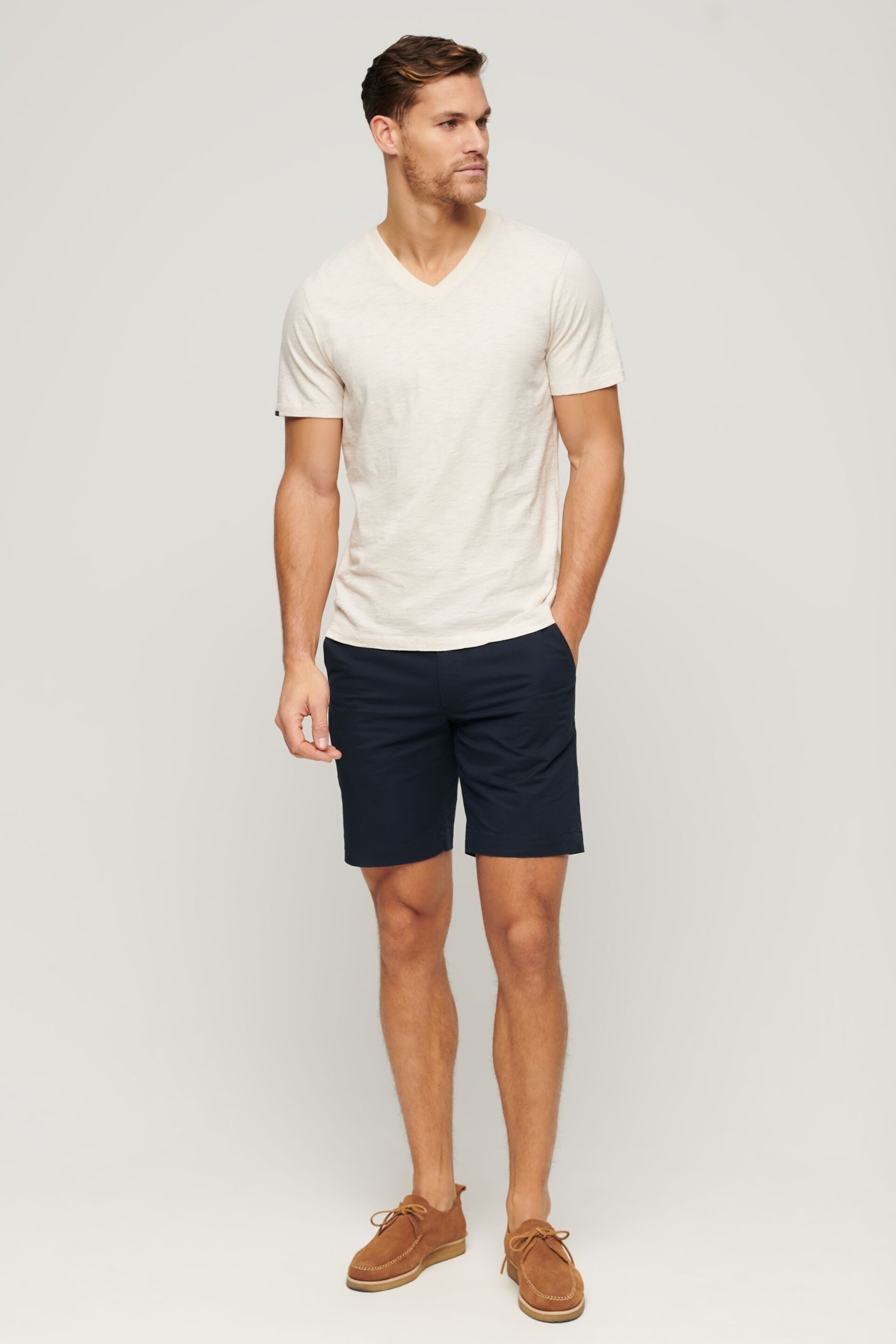 Superdry Blue Stretch Chinos Shorts - Image 2 of 7