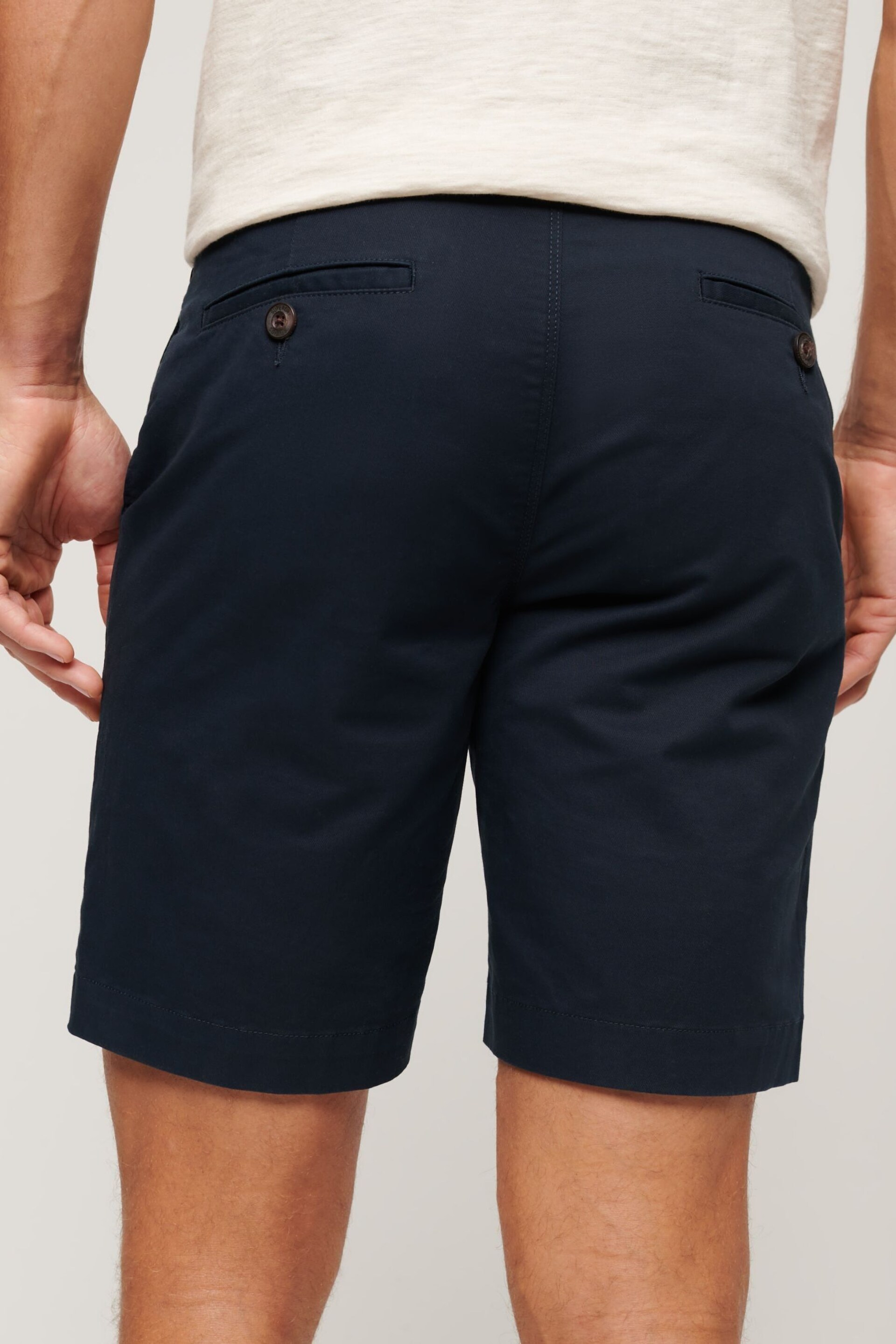 Superdry Blue Stretch Chinos Shorts - Image 3 of 7