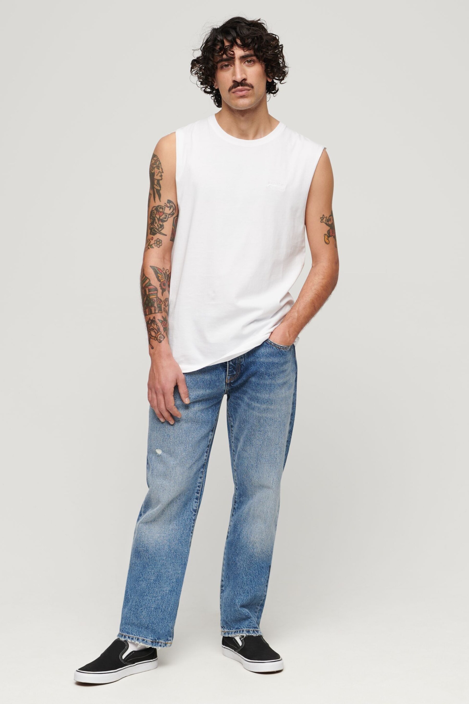 Superdry White Essential Logo Tank - Image 3 of 4