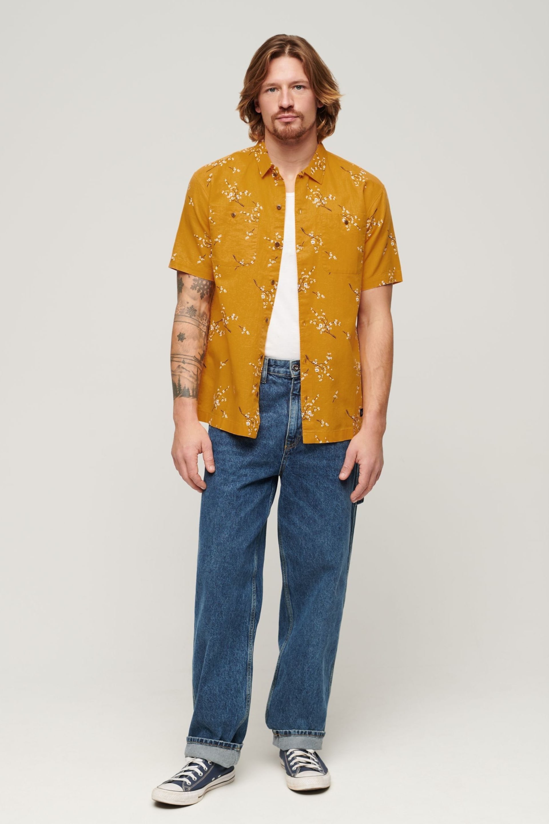Superdry Golden Blossom Short Sleeved Beach Shirt - Image 3 of 6