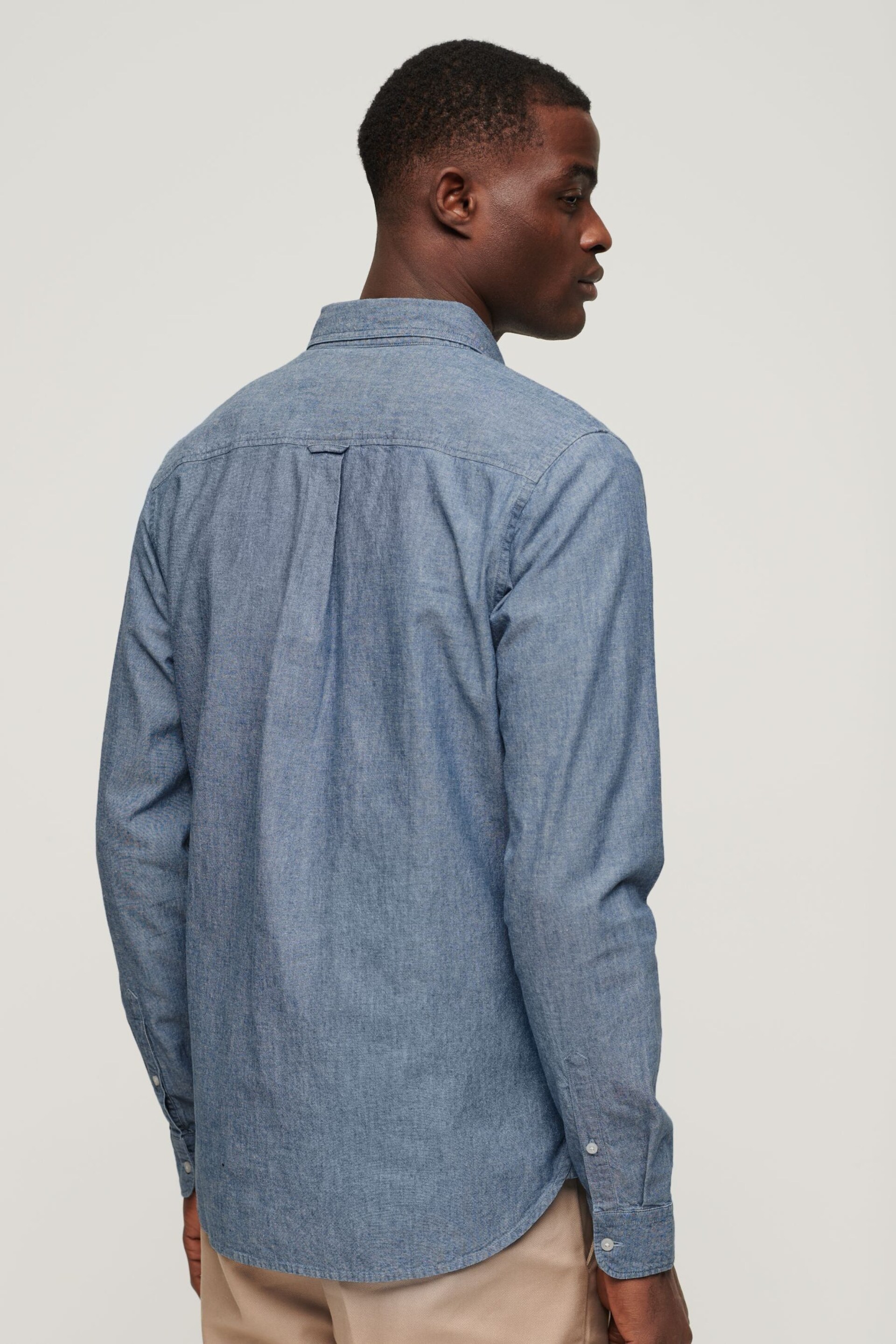Superdry Blue Cotton Long Sleeved Oxford Shirt - Image 2 of 4