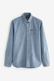 Superdry Blue Cotton Long Sleeved Oxford Shirt - Image 4 of 4