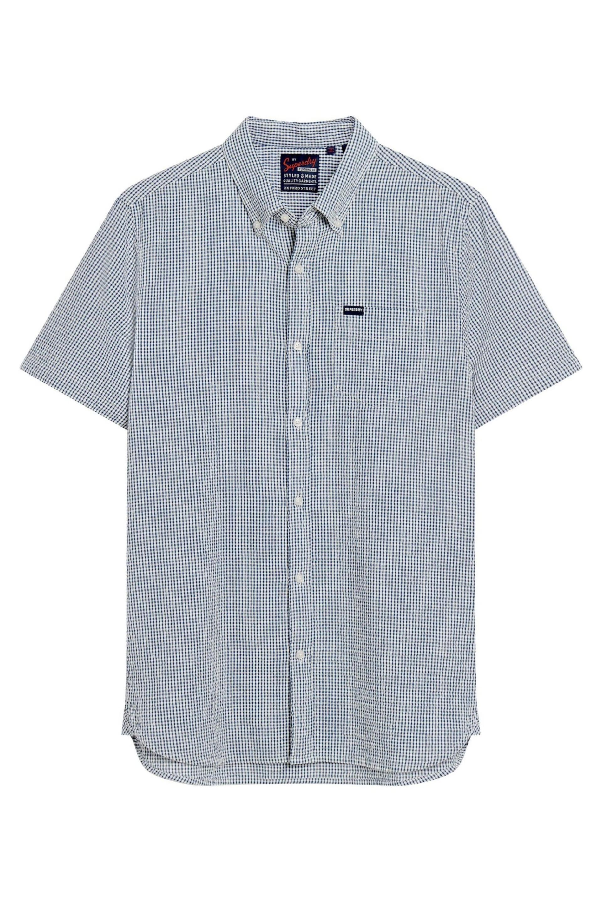Superdry Blue Seersucker Short Sleeved Shirt - Image 4 of 6