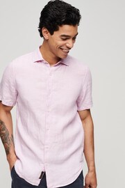 Superdry Pink Studios Casual Linen Short Sleeved Shirt - Image 1 of 4