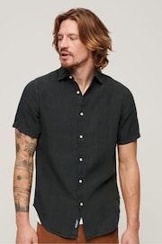 Superdry Black Studios Casual Linen Short Sleeved Shirt - Image 1 of 7