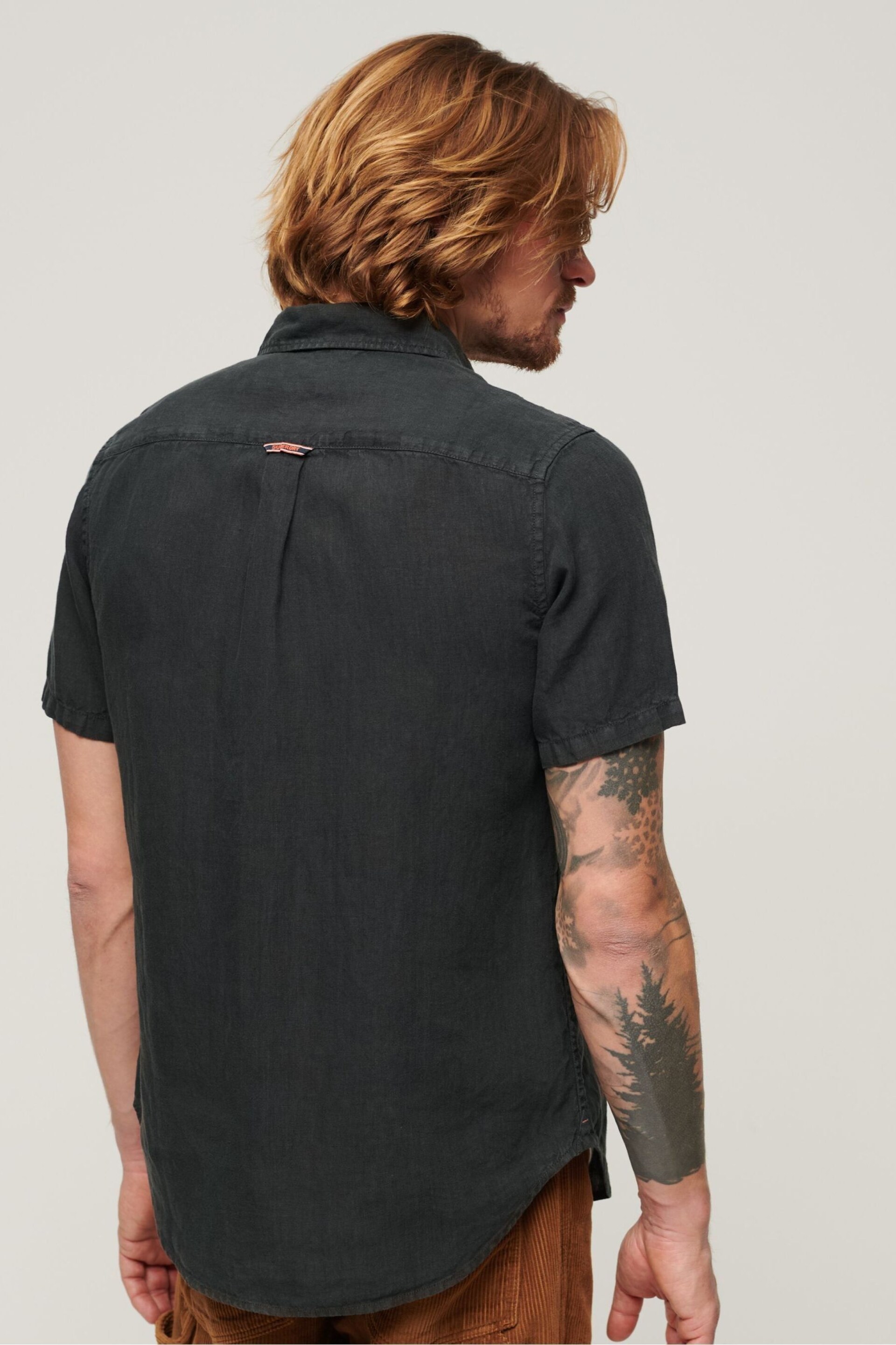 Superdry Black Studios Casual Linen Short Sleeved Shirt - Image 2 of 7