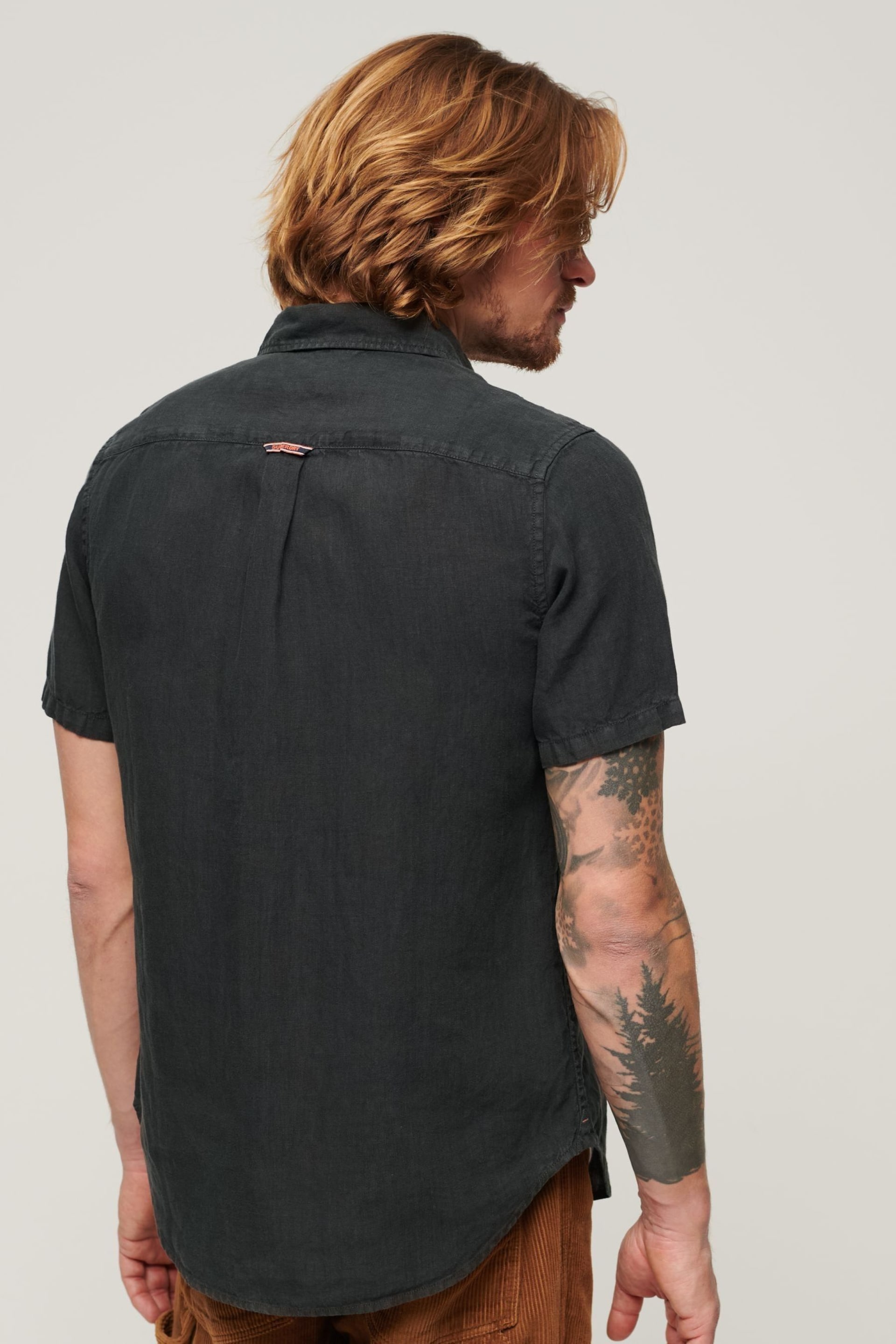 Superdry Black Studios Casual Linen Short Sleeved Shirt - Image 4 of 7