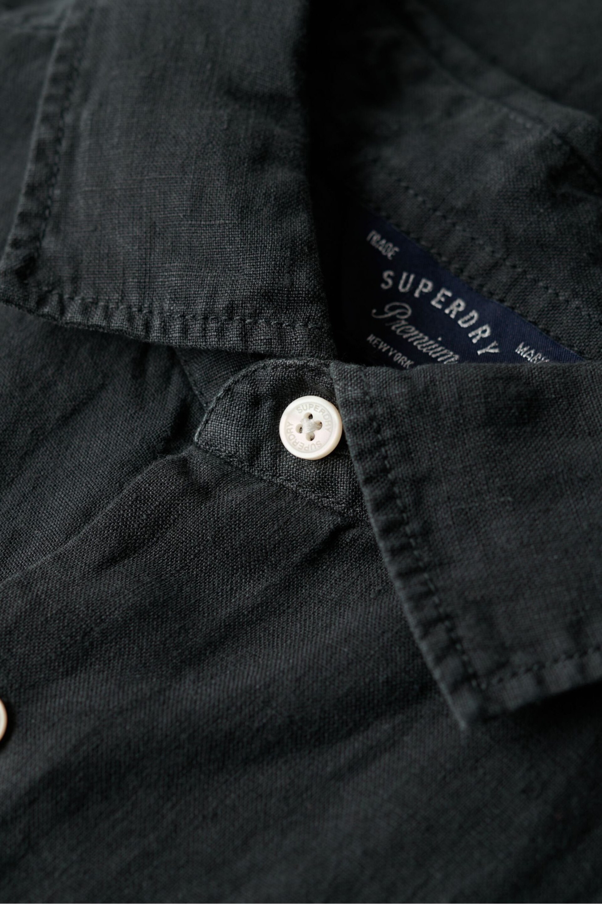 Superdry Black Studios Casual Linen Short Sleeved Shirt - Image 6 of 7