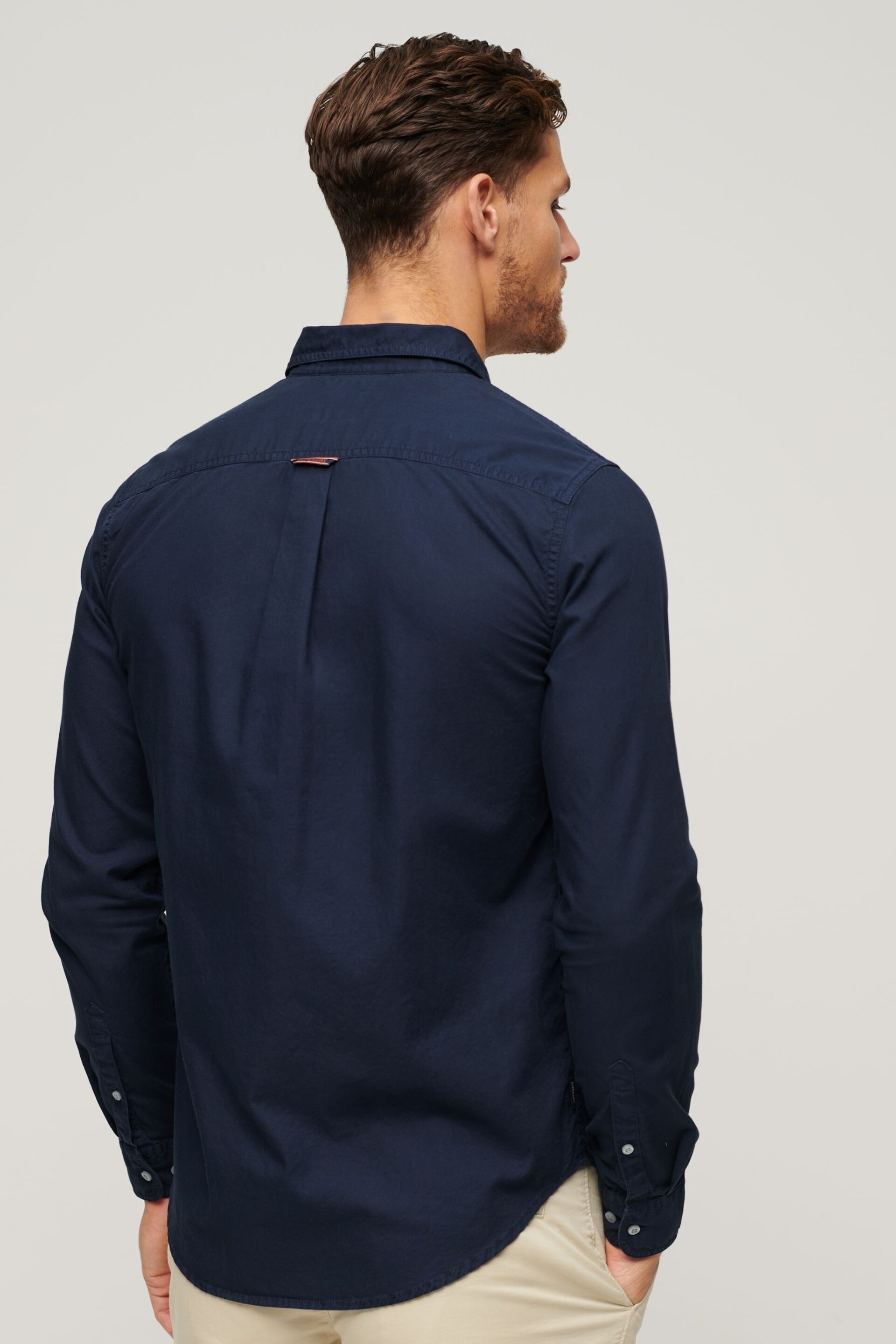Superdry Blue Overdyed Cotton Long Sleeved Shirt - Image 3 of 6