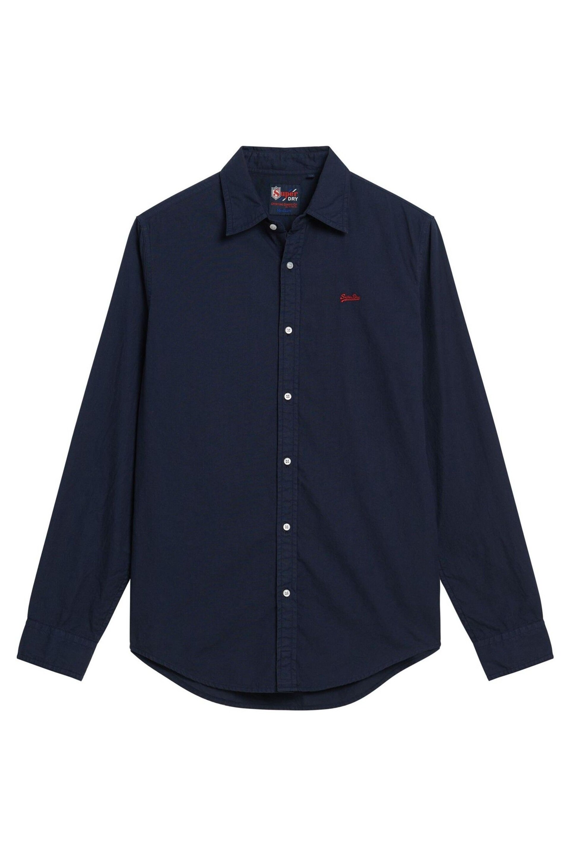 Superdry Blue Overdyed Cotton Long Sleeved Shirt - Image 4 of 6