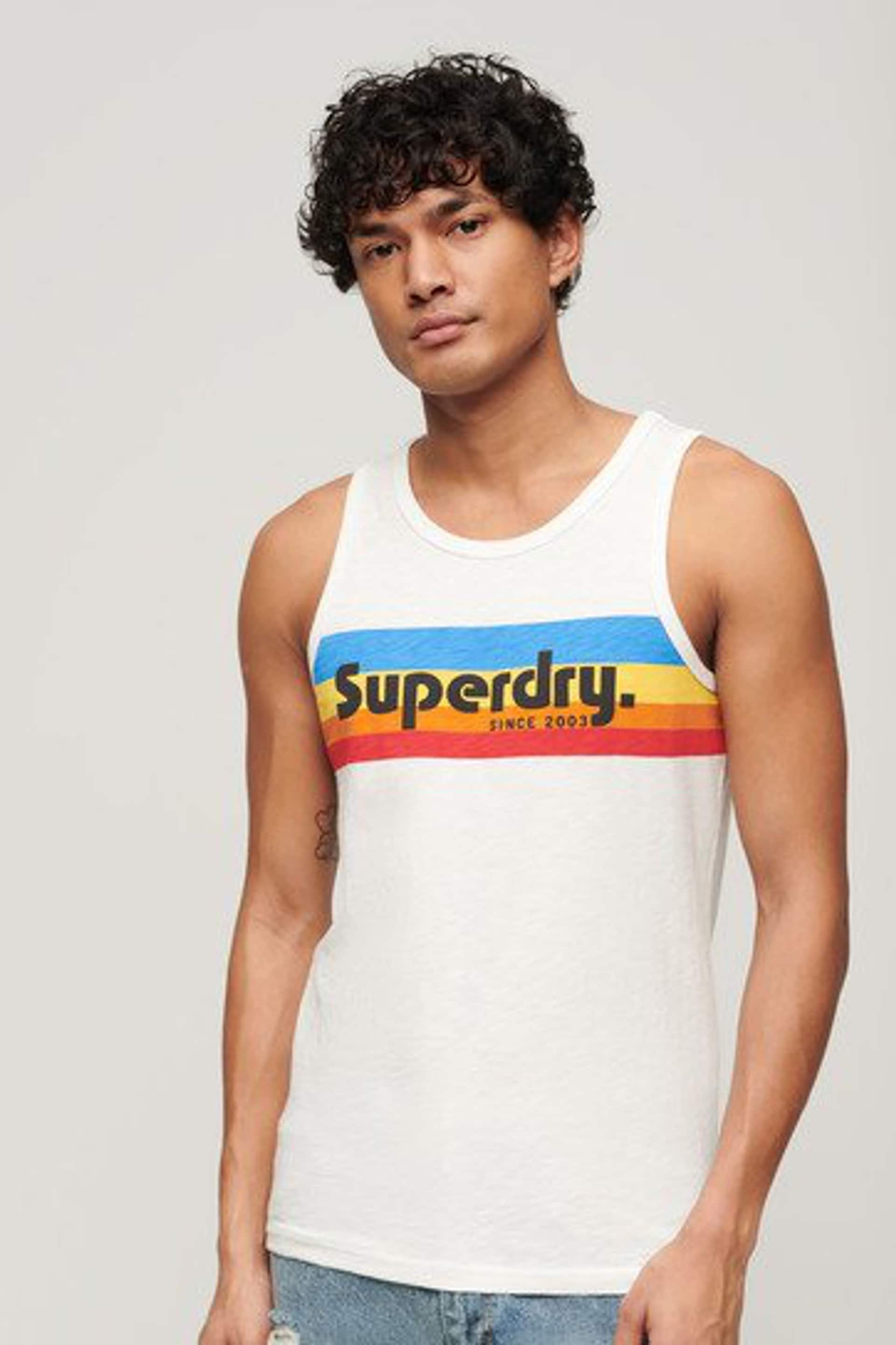 Superdry White Cali Striped Logo Vest - Image 3 of 5