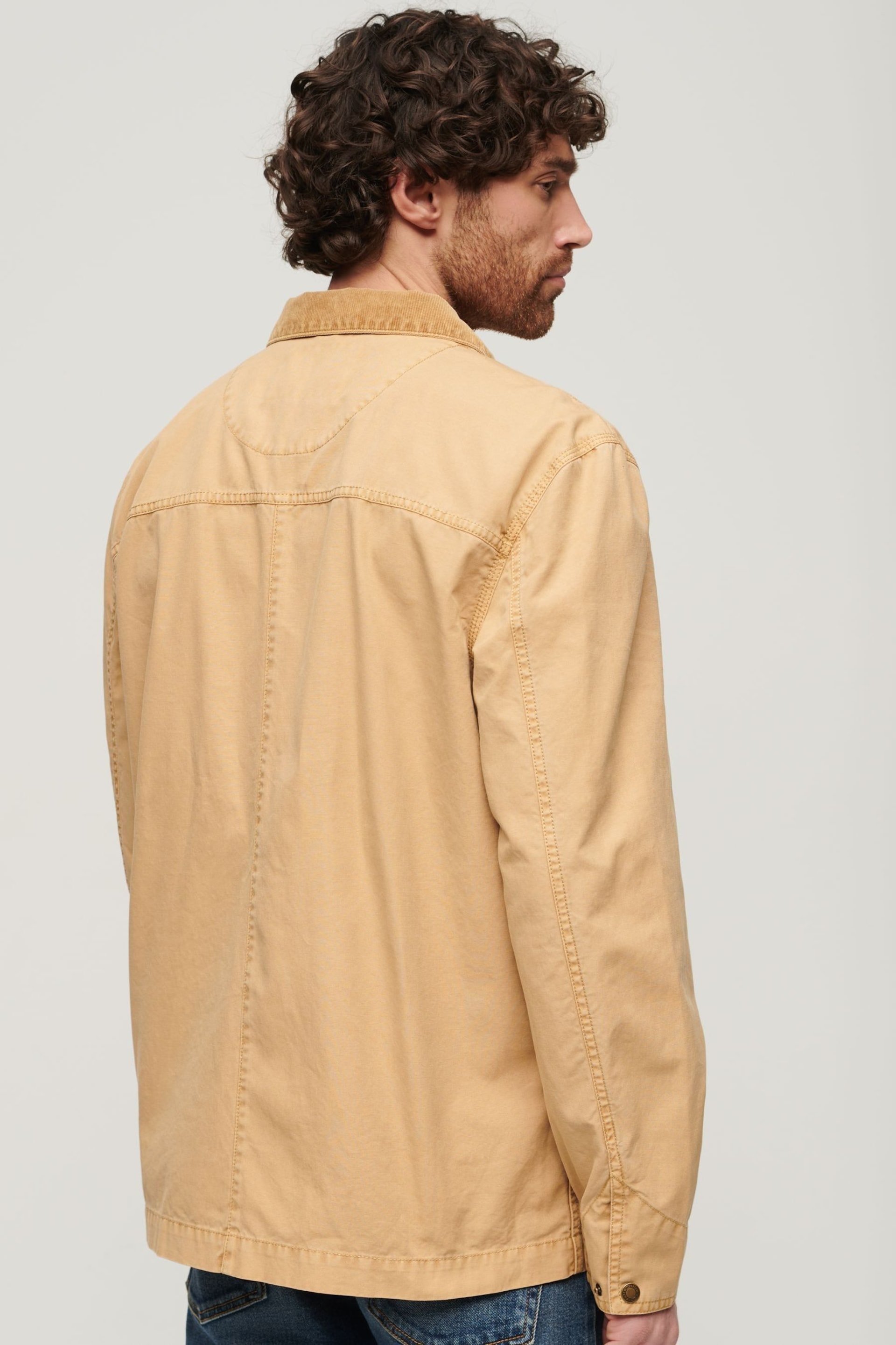 Superdry Brown Merchant Cotton Work Jacket - Image 3 of 4