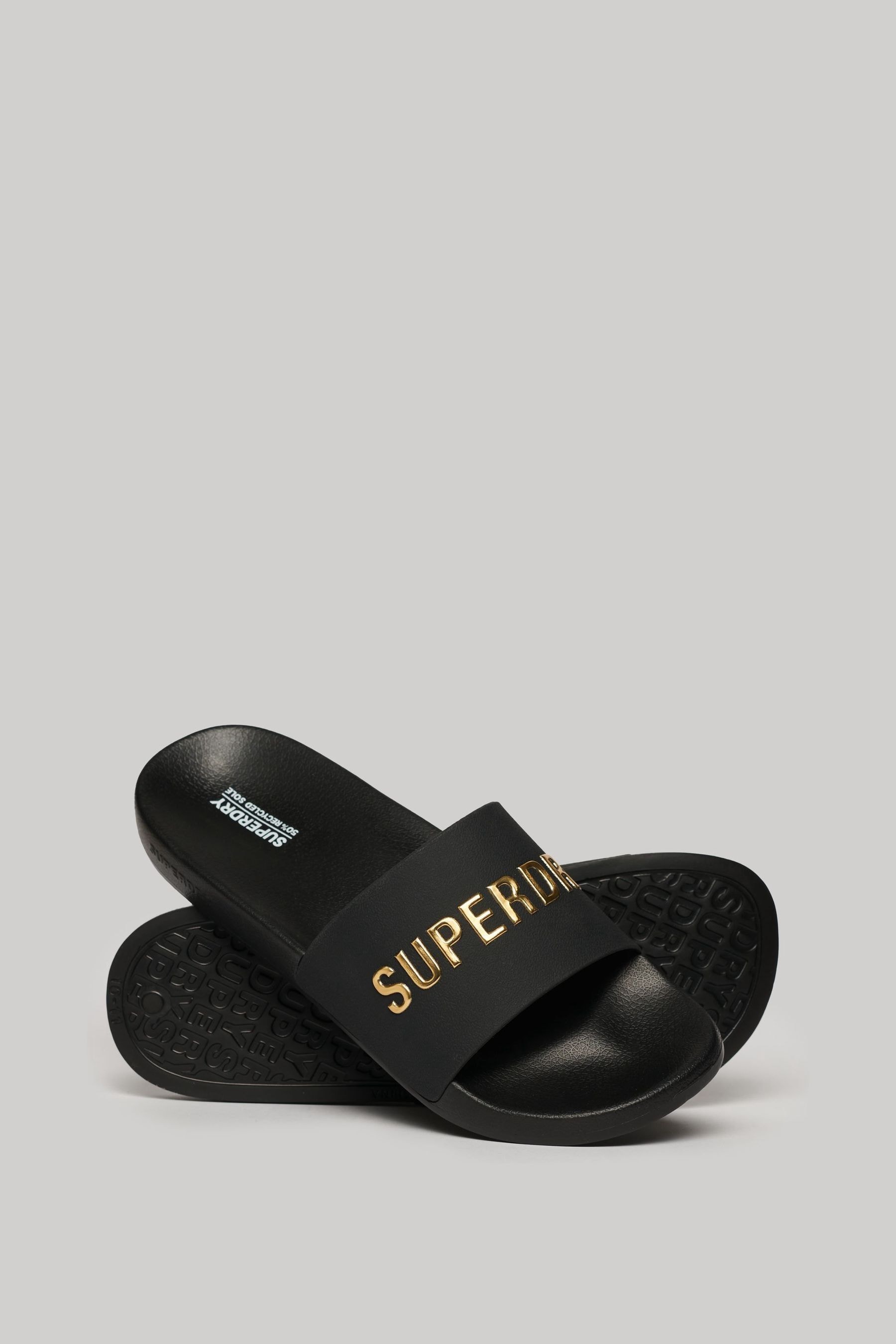Buy Superdry Black Logo Vegan Pool Sliders from Next Oman