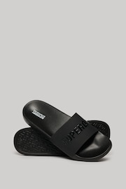 Superdry Black Logo Vegan Pool Sliders - Image 1 of 4