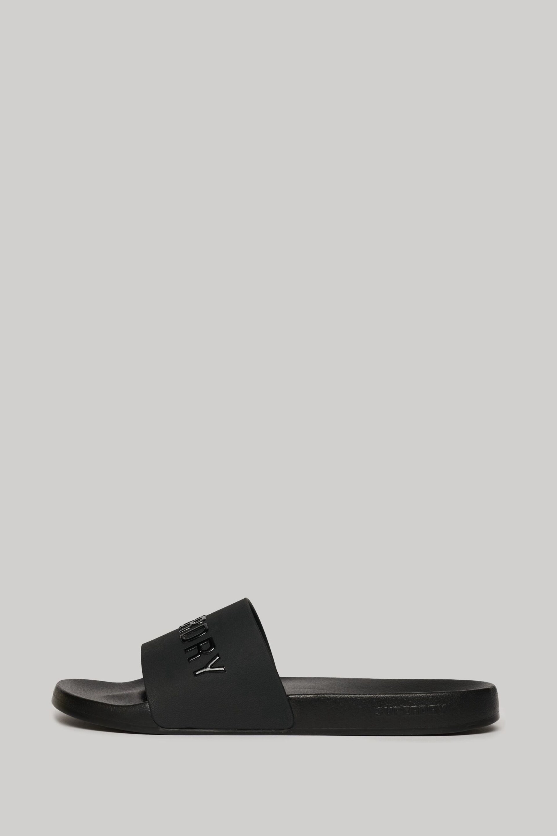 Superdry Black Logo Vegan Pool Sliders - Image 2 of 4