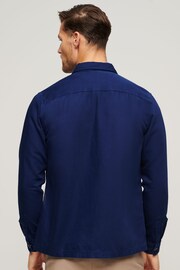 Superdry Blue Merchant Linen Blend Overshirt - Image 3 of 4