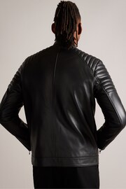 Ted Baker Black Racer Branddo Leather Jacket - Image 2 of 8