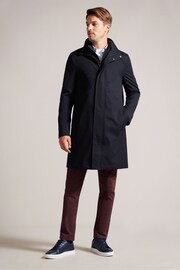 Ted Baker Blue Erolson Nylon Funnel Neck Coat - Image 1 of 7