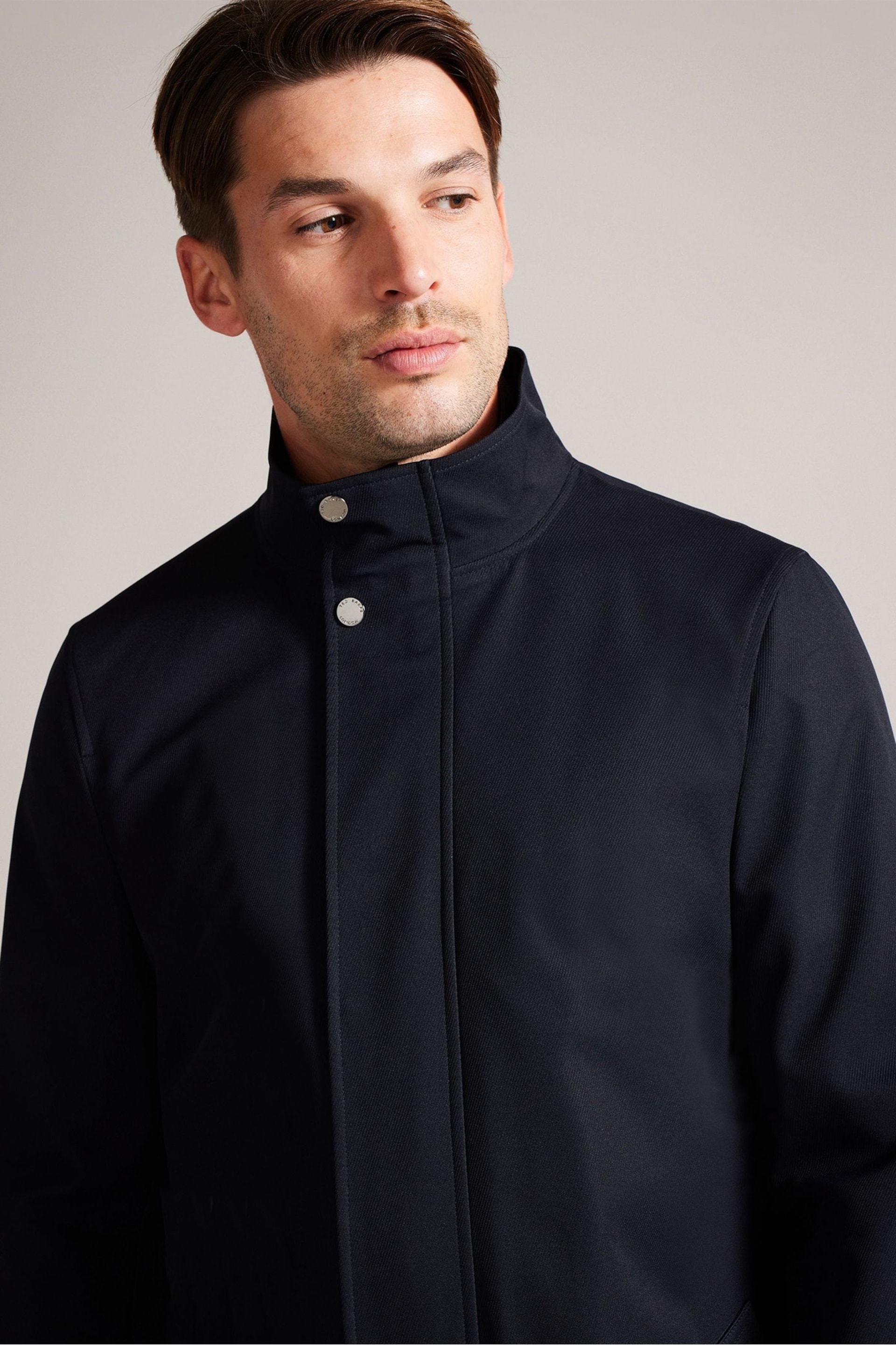 Ted Baker Blue Erolson Nylon Funnel Neck Coat - Image 4 of 7