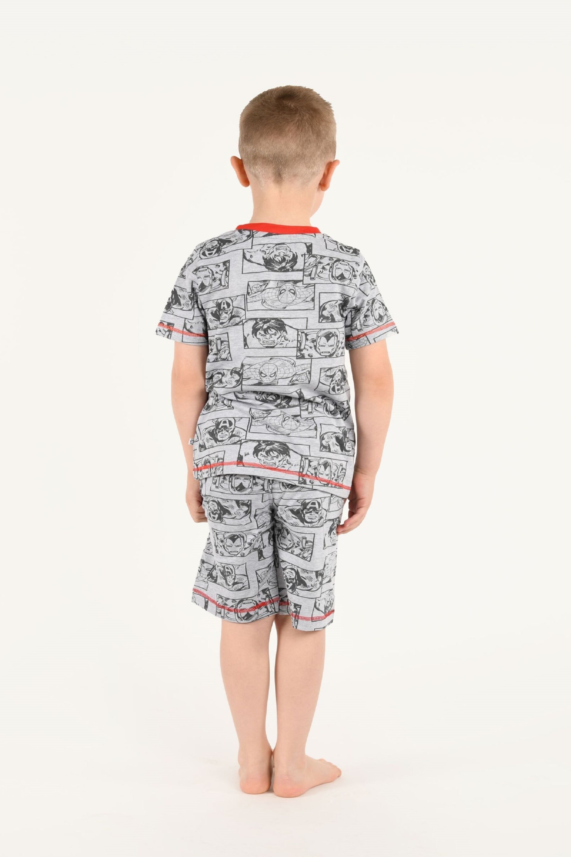 Brand Threads Grey Marvel Boys Short Pyjama Set - Image 2 of 5