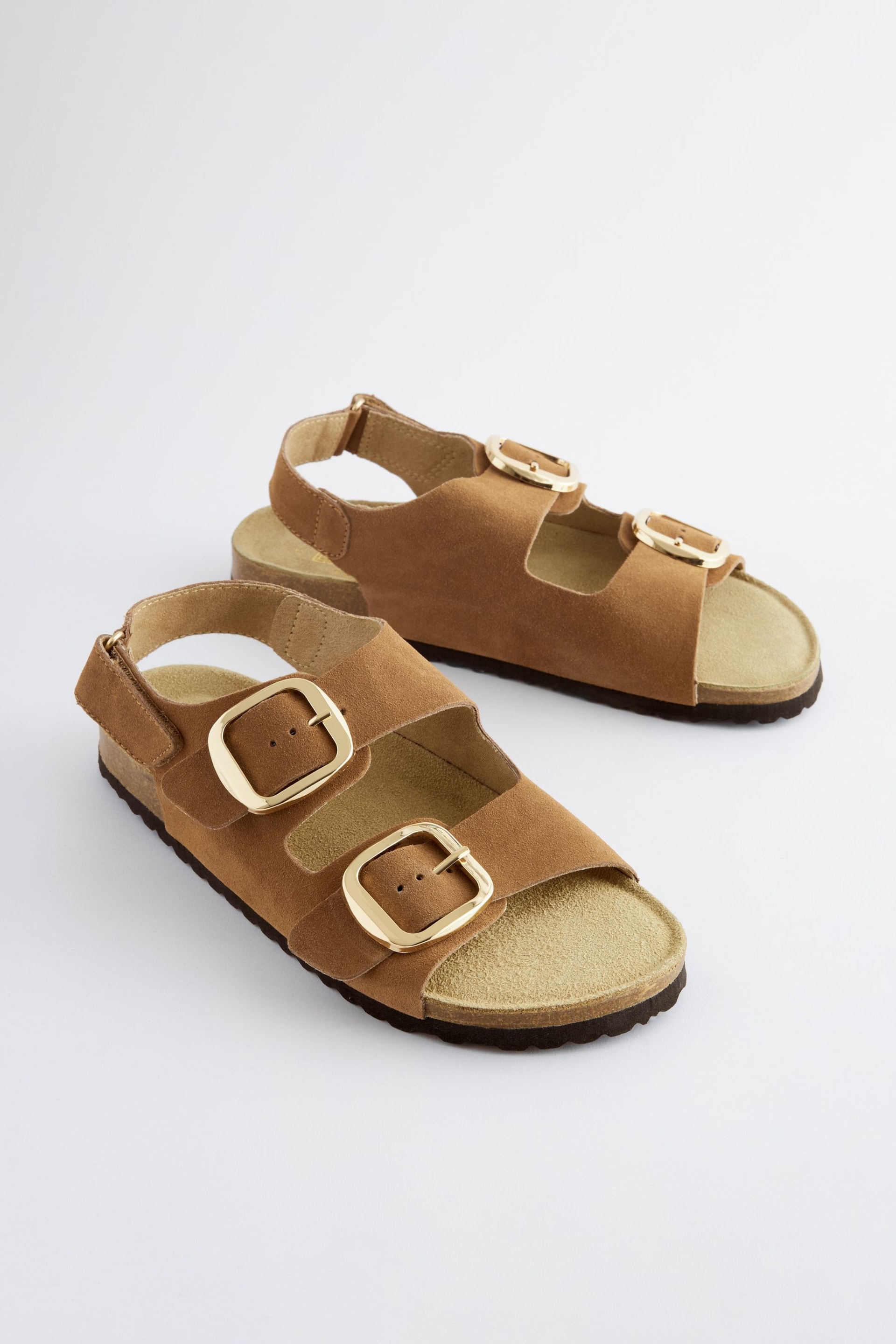 Golden Tan Back Strap Leather Footbed Sandals - Image 1 of 5