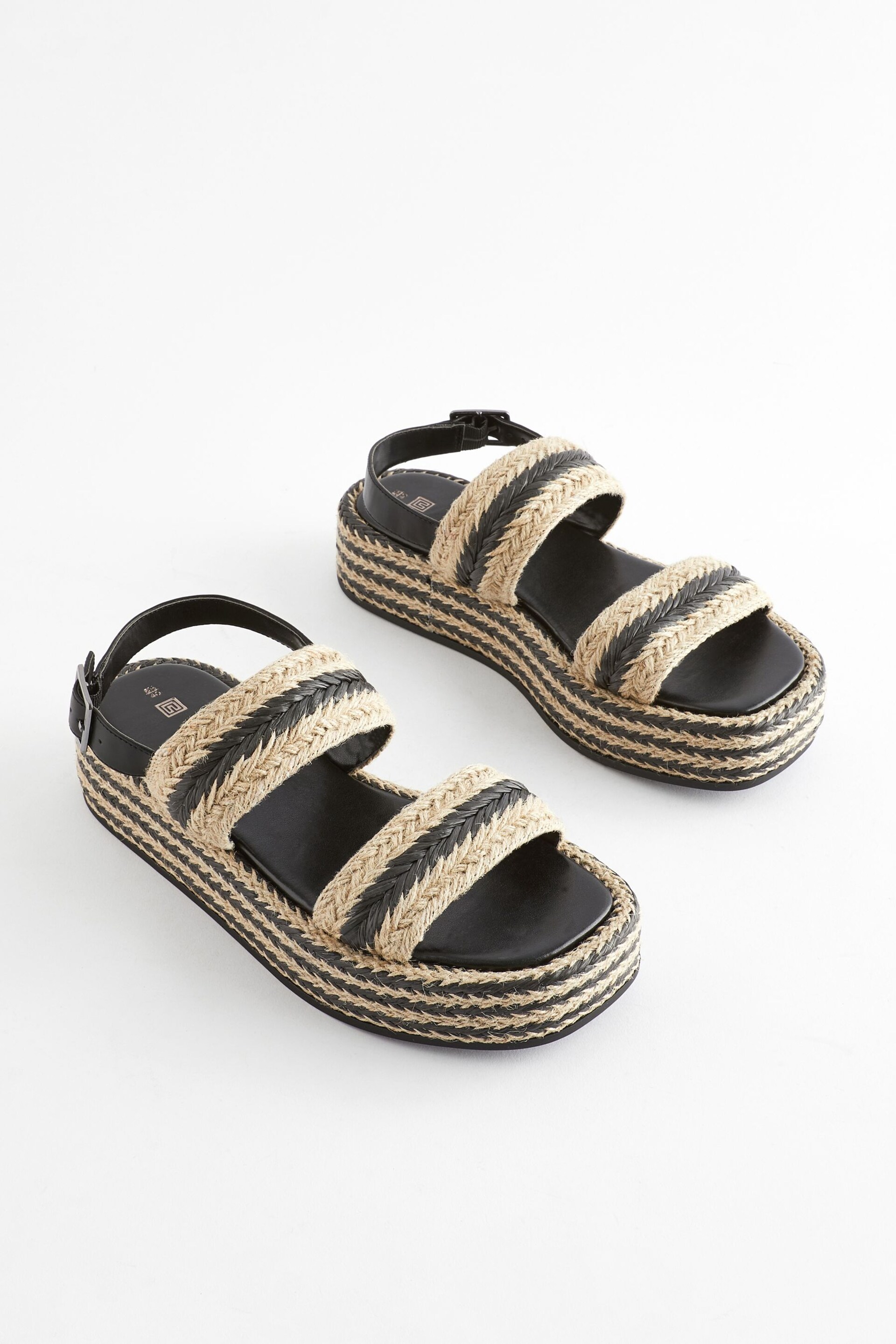 Monochrome Espadrille Flatform Sandals - Image 2 of 6