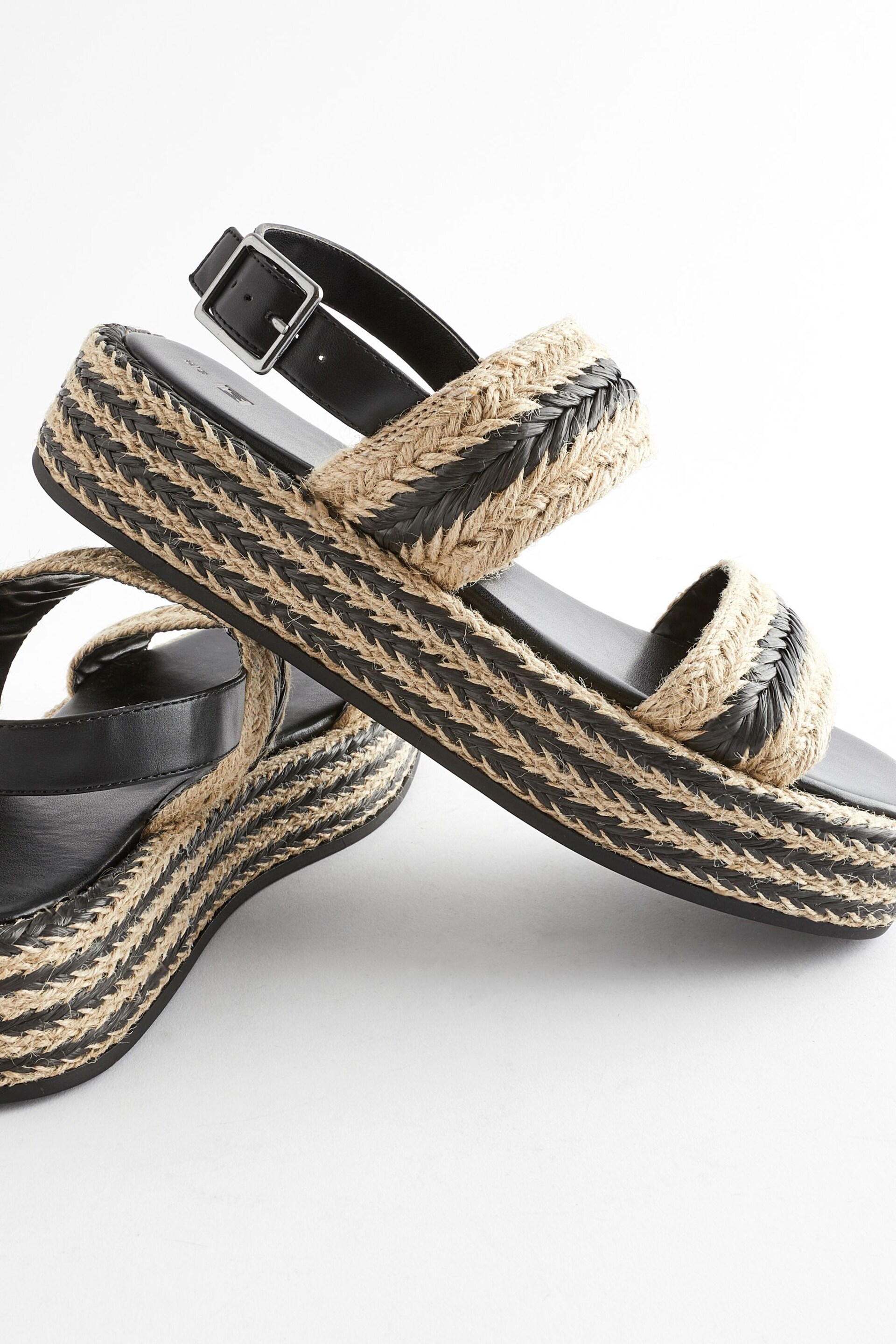 Monochrome Espadrille Flatform Sandals - Image 4 of 6
