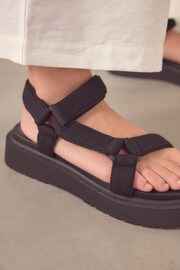 Black Webbing Chunky Sandals - Image 4 of 9