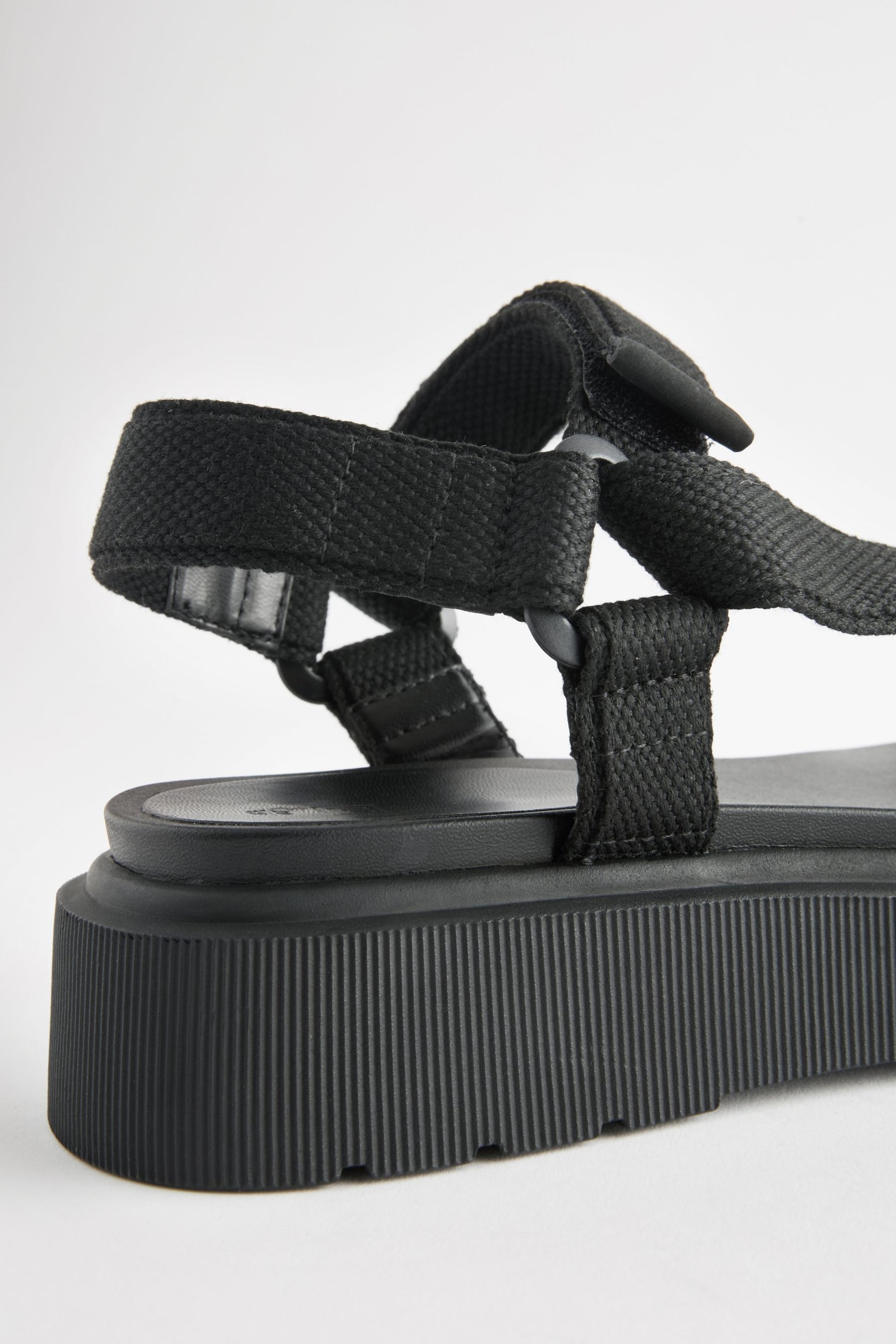 Black Webbing Chunky Sandals - Image 8 of 9