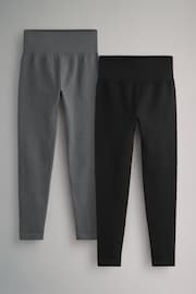 The Set Black/Grey 2 Pack Seamless Ribbed High Waist Leggings - Image 1 of 9