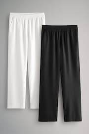 The Set Black/White 2 Pack Linen Blend Wide Leg Trousers - Image 2 of 9