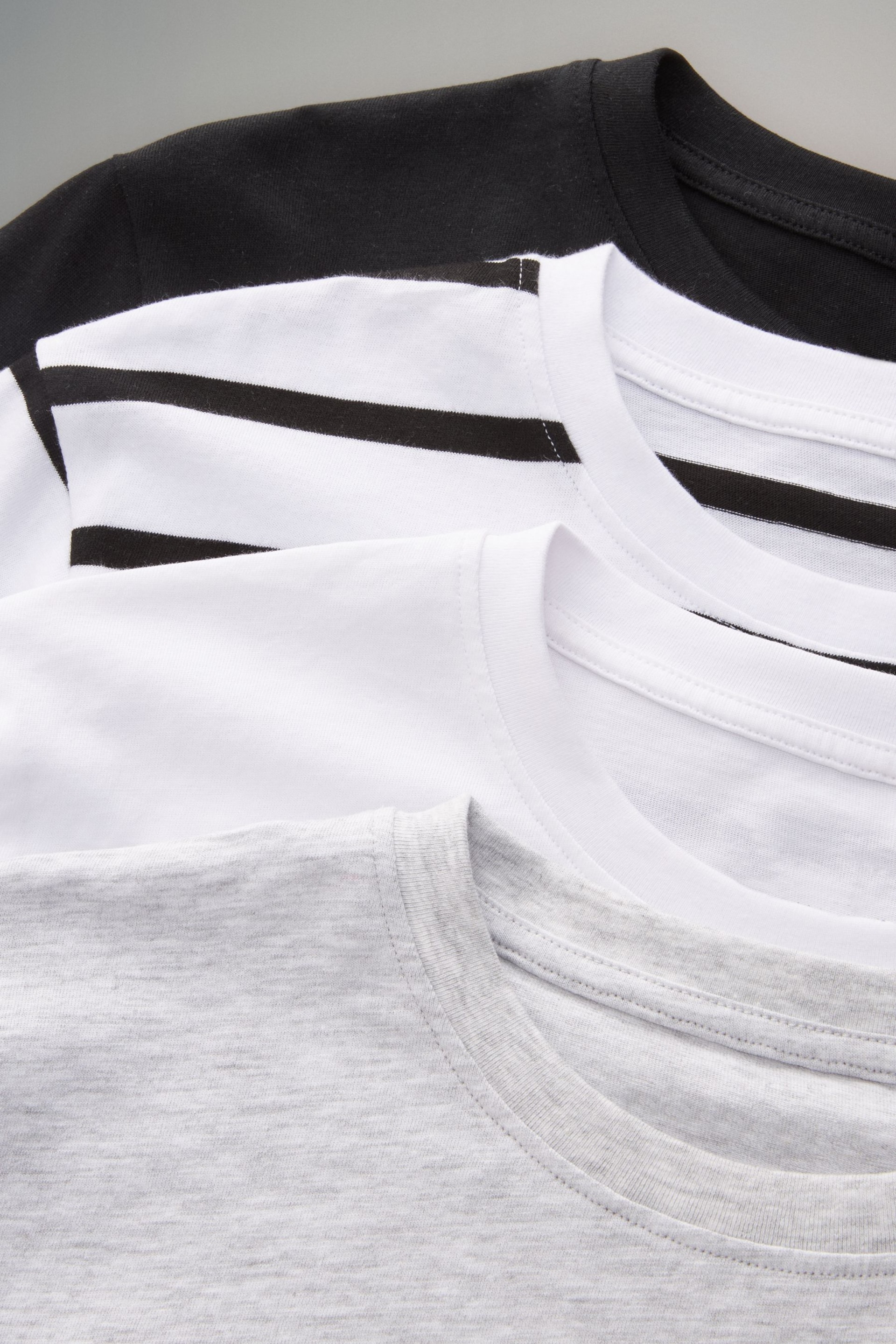 The Set Black/Grey/White/Stripe 4 Pack Relaxed Short Sleeve T-Shirts - Image 11 of 11