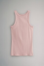 The Set Khaki Green/Pink/Cream 3 Pack Ribbed Racer Vests - Image 9 of 11