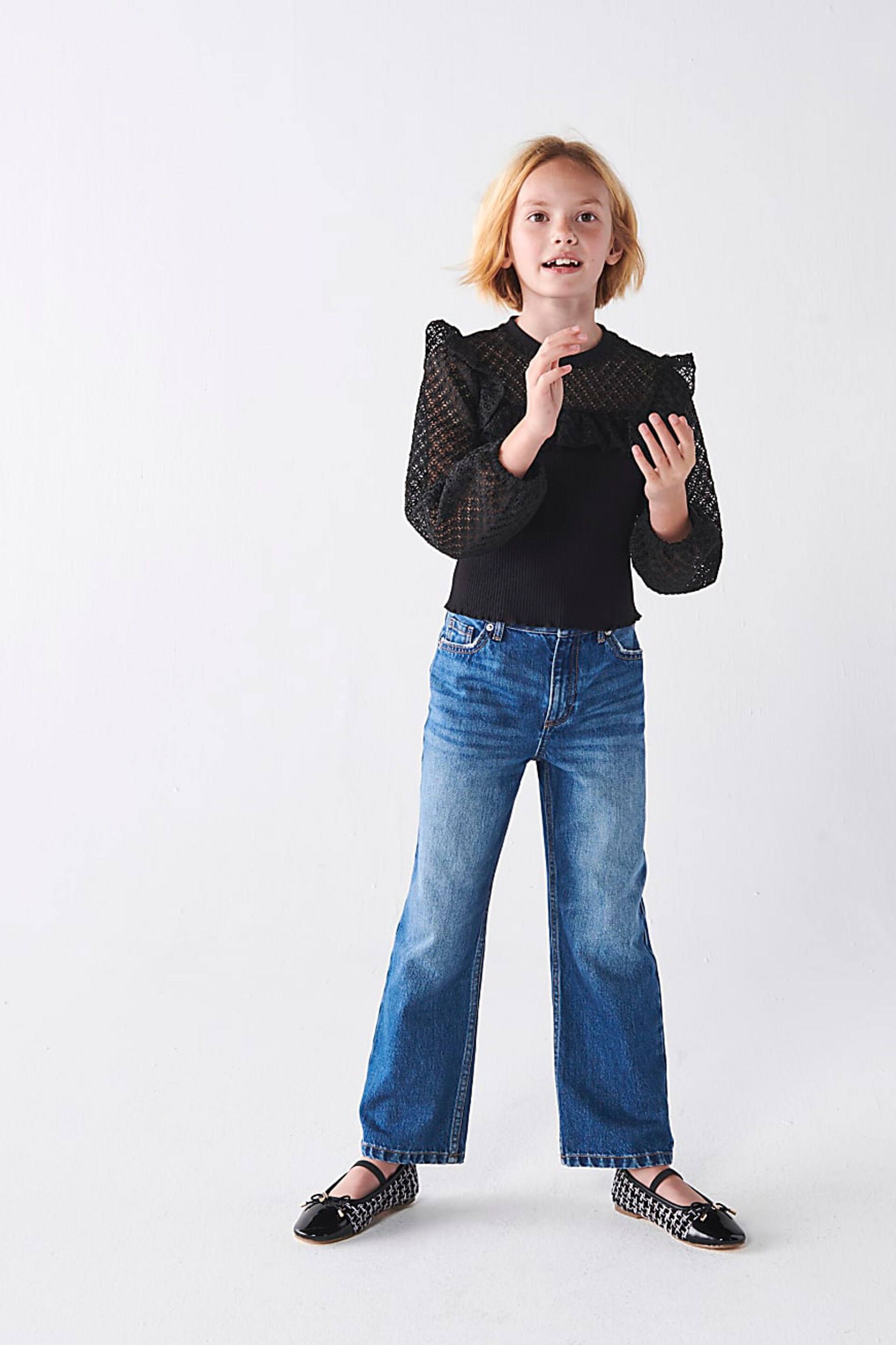 River Island Blue Girls Straight Leg Jeans - Image 1 of 5