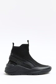 River Island Black Boys Tech Hi Top Socks Trainers - Image 1 of 5