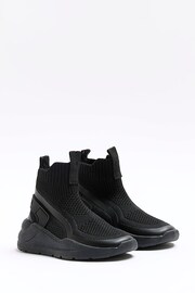 River Island Black Boys Tech Hi Top Socks Trainers - Image 2 of 5