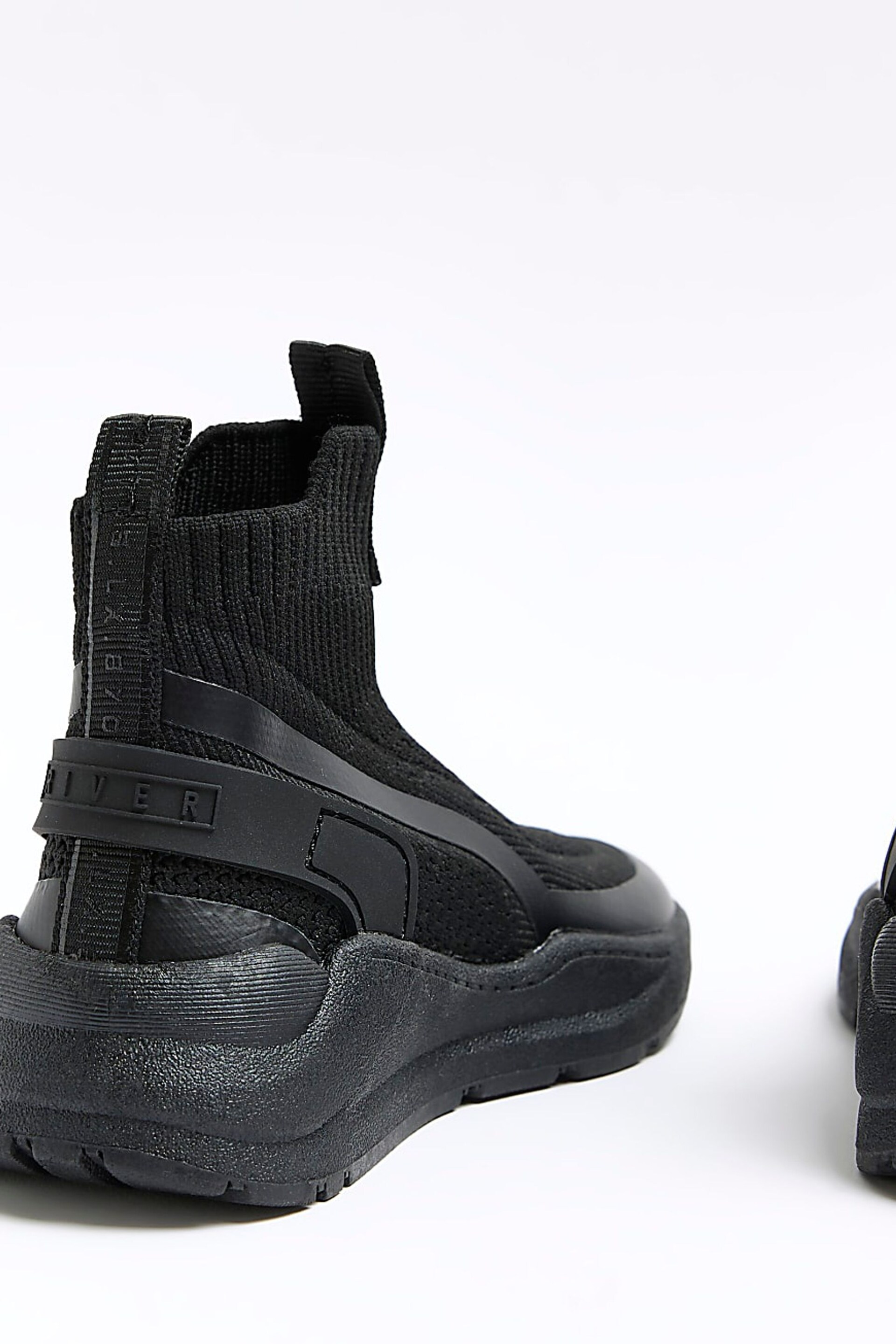 River Island Black Boys Tech Hi Top Socks Trainers - Image 4 of 5