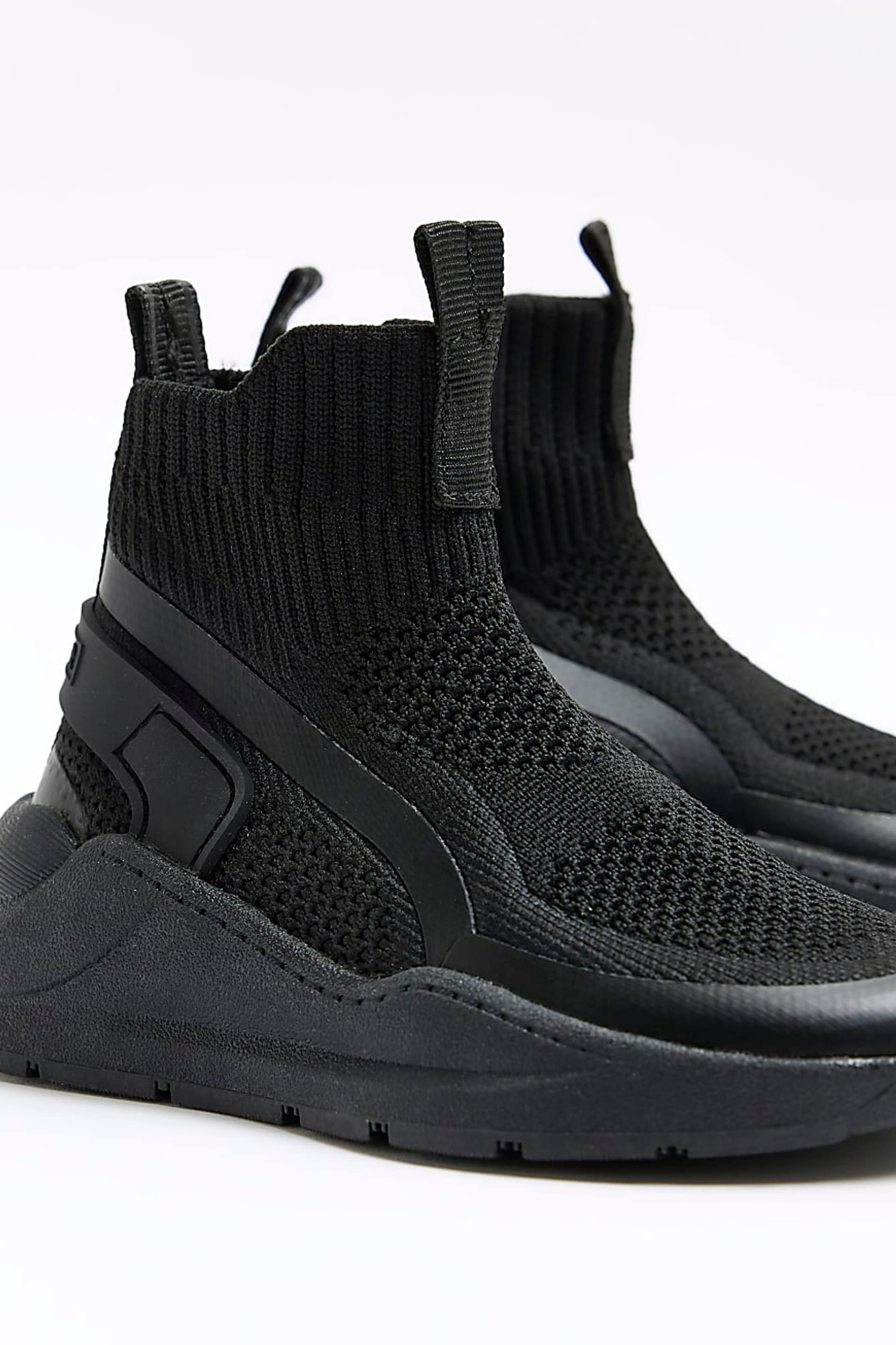 River Island Black Boys Tech Hi Top Socks Trainers - Image 5 of 5